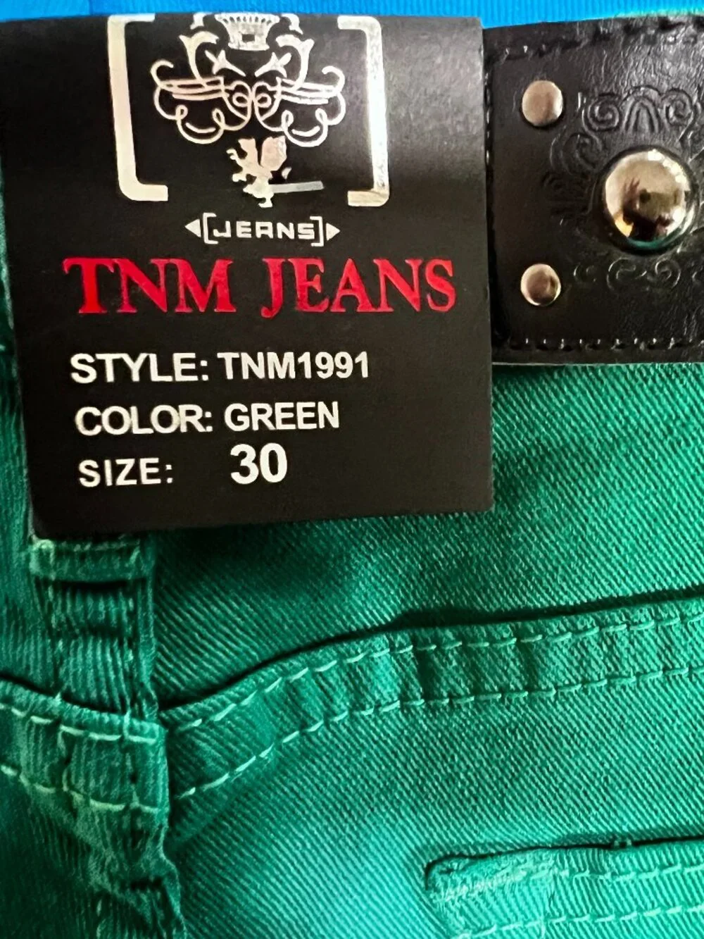 TNM Jeans The Next Movement Men’s 30x29 TNM1991 Green Skinny Stretch NWT